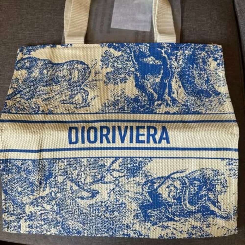 Dior Riviera Blue Straw Tote